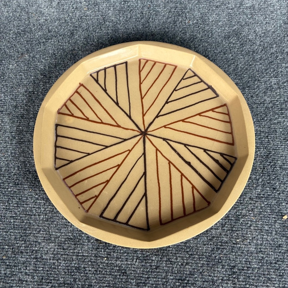 Vintage Hartstone Pottery Acadian Triangles Large 12" Deep Quiche Pan Baker